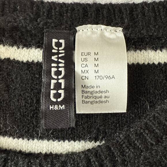 H&M Divided Women's M Whimsigoth Wool Striped Short Sleeve Knit Crop Sweater - Picture 4 of 8